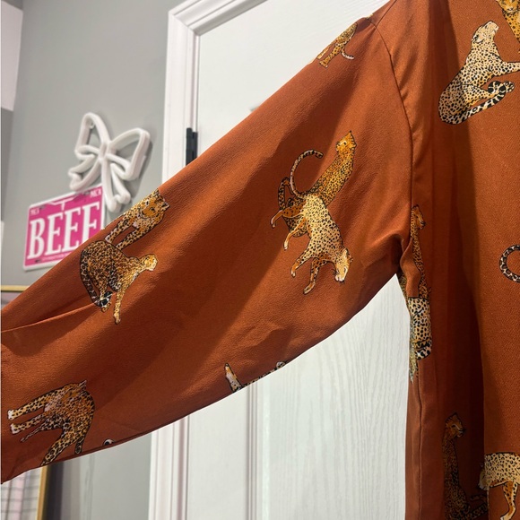 fab'rik Rust Animal Print Blouse - Picture 4 of 6